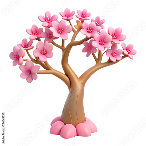 3d Tulip tree png isolated on transparent background
