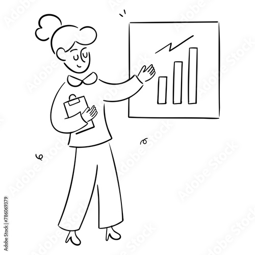 businesswoman presenting increased profits illustration