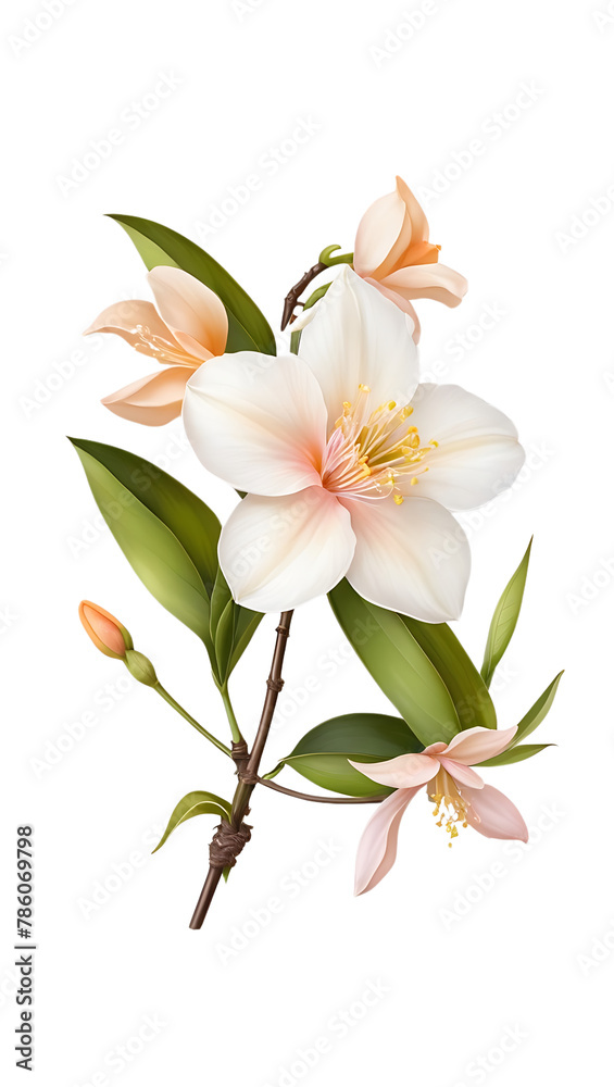 Beautiful and simple botanical flower transparent background