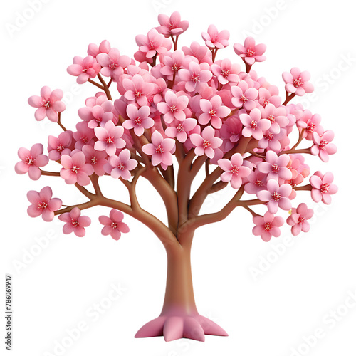 3d Tulip tree png isolated on transparent background