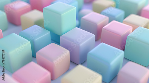 3D illustration of pastel cubes