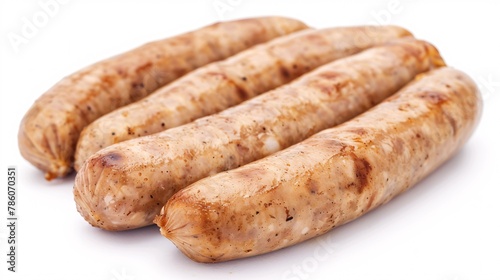 White background image of boiled pork sausages with high resolution.
