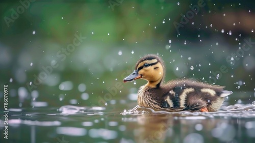 Baby Mallard Duck gliding on the surface of the water © 2rogan