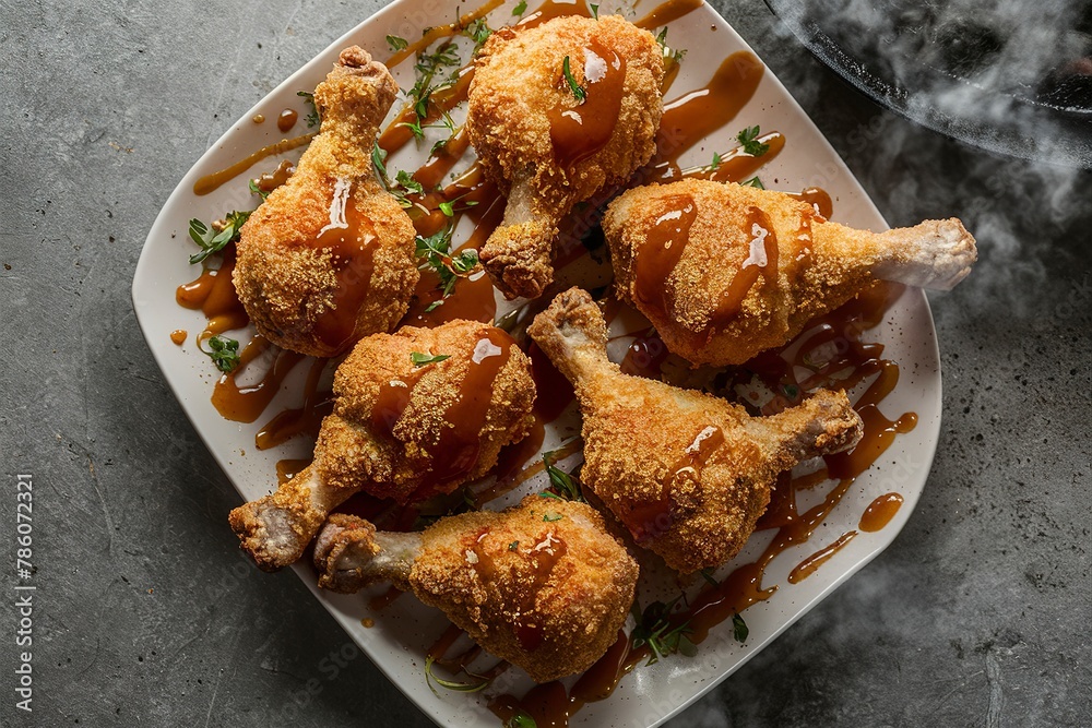 Panko breaded fried chicken drumsticks with hot honey sauce Panko breaded fried chicken drumsticks with hot honey sauce