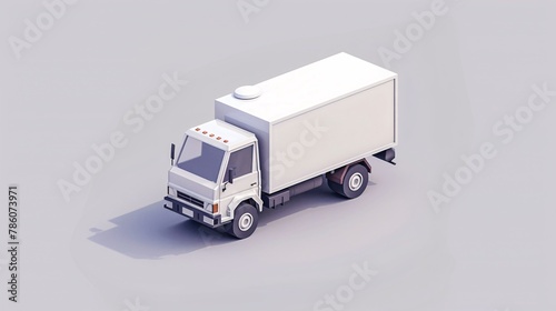 Efficiently transport packages with a customizable white truck template for commercial use.