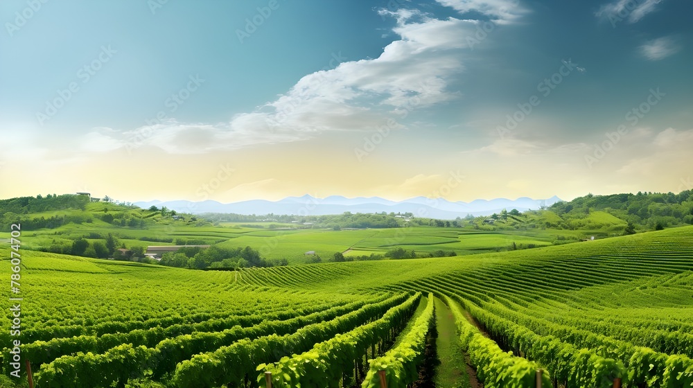 vineyard in region country on cloudy background in day AI generated