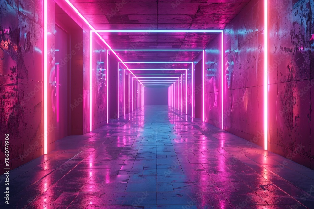 Vibrant neon backdrop with 3D visual effects. Vibrant neon backdrop with 3D visual effects.