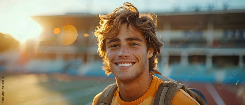 Post-Workout Glow at the Stadium. Concept Fitness, Glow, Post-Workout, Stadium Post-Workout Glow at the Stadium. Concept Fitness, Glow, Post-Workout, Stadium