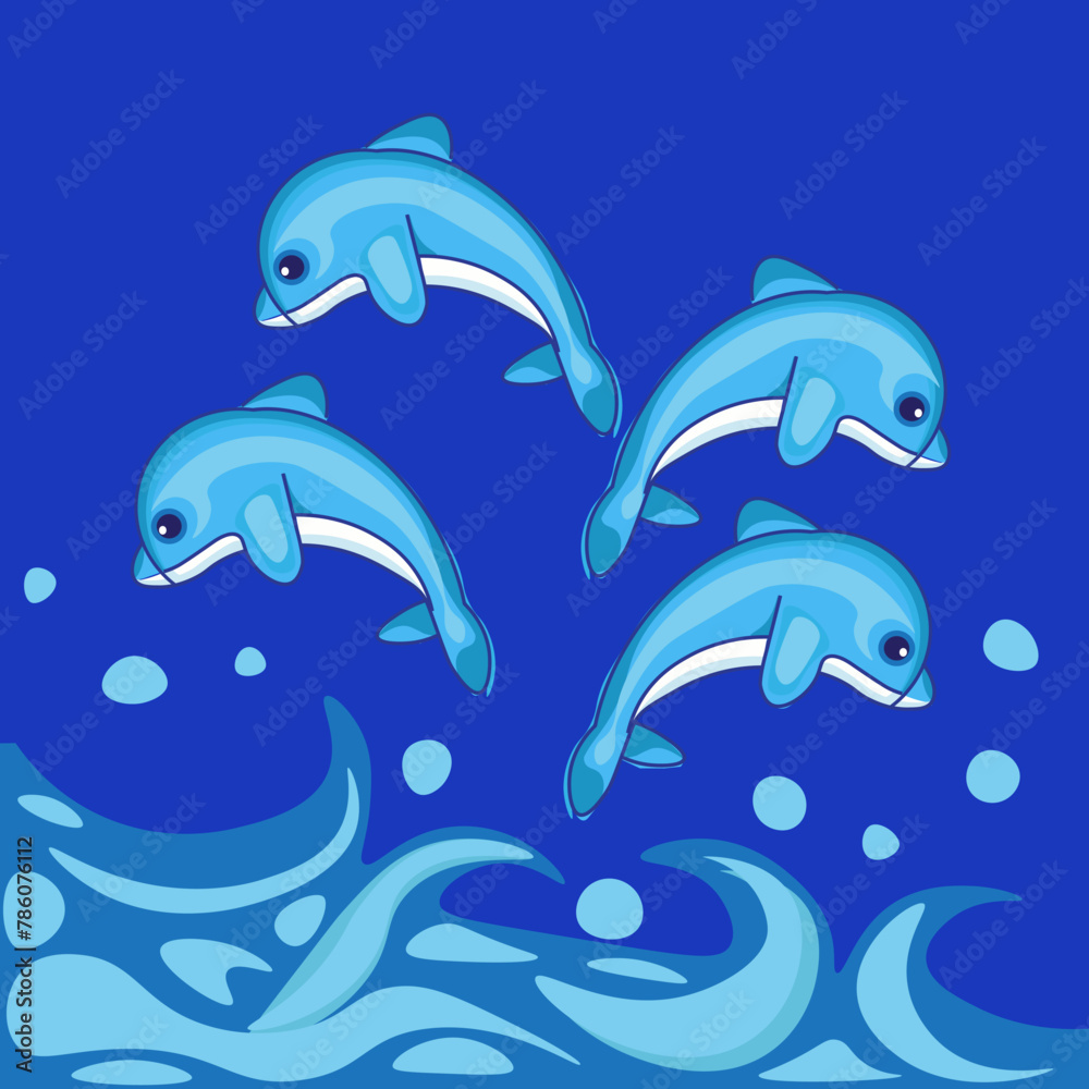 four dolphins flying happily above the sea
four dolphins flying happily above the sea