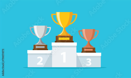 Three trophy with gold and silver, bronze. vector illustration © santima.studio (02)