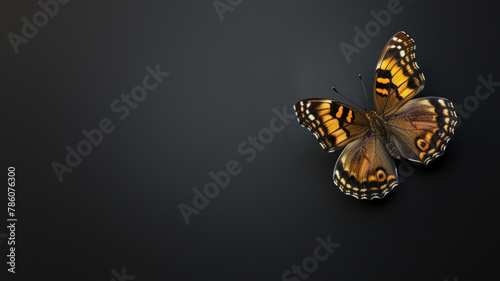 This butterfly showcases detailed blue eyespots on its wings, inviting contemplation against a subtle background photo