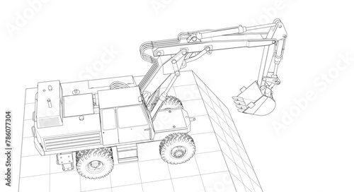 excavator 3d illustration	
