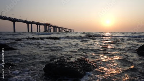 Soothing Waves Of Inani Sea beach Cox's Bazar At Sunset In Slow Motion