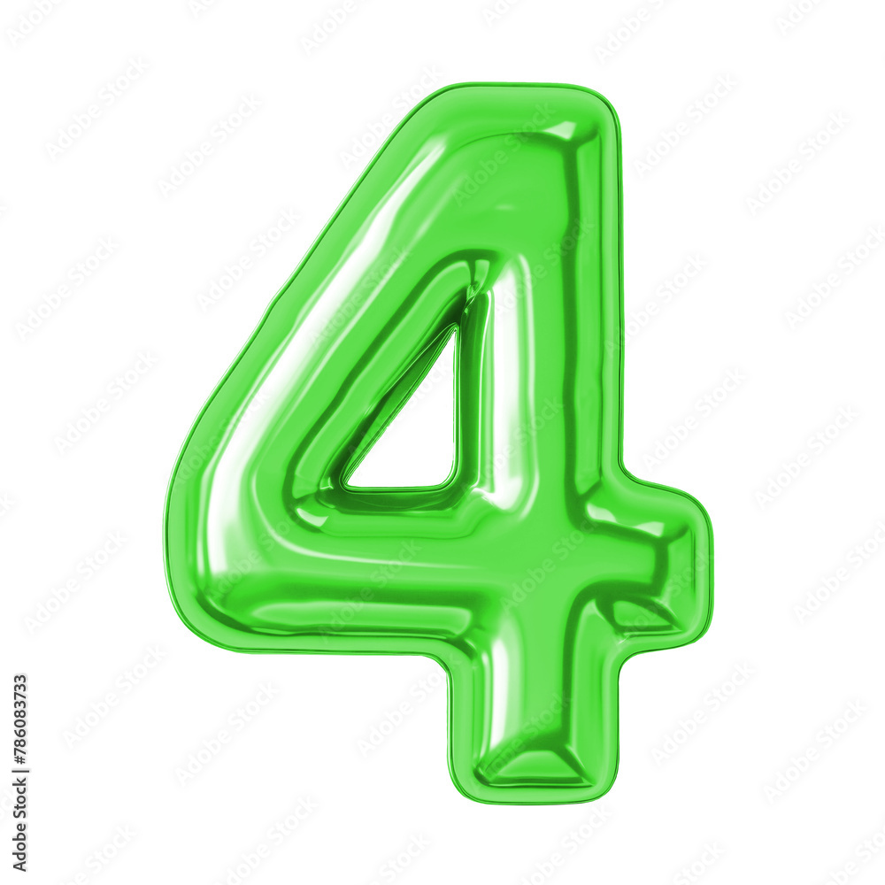 3D rendering of the green number 3D rendering of the green number