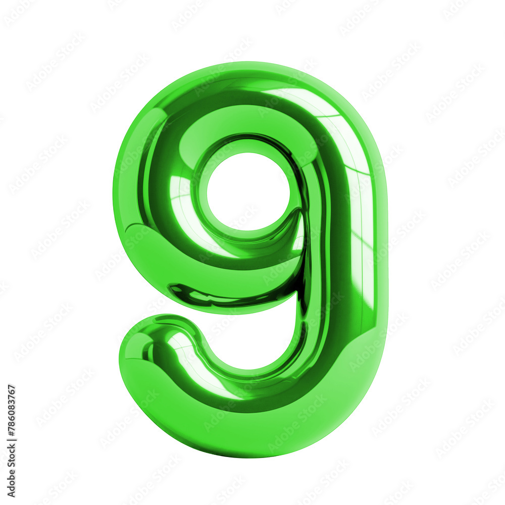 3D rendering of the green number 3D rendering of the green number