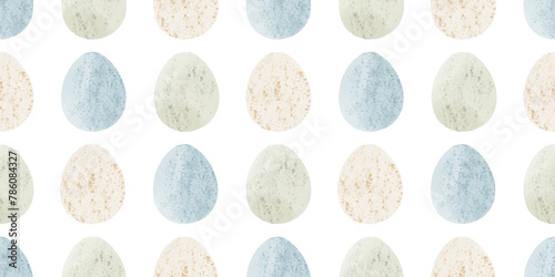 Cute illustration with colorful Easter eggs with watercolor texture  spring banner