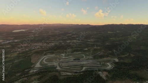 Aerial view at sunset of the Mugello Circuit in Scarperia e San Piero - Florence - Tuscany. Italy photo