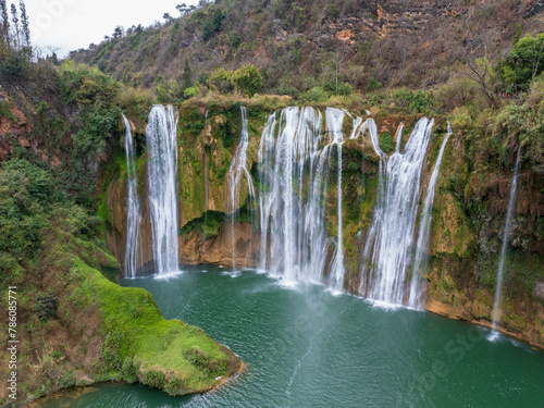  Aerial view of Jiulong waterfalls  Luoping county  Yunnan  China