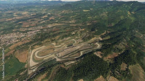 Aerial view of Mugello Circuit in Scarperia e San Piero - Florence - Tuscany. Italy photo