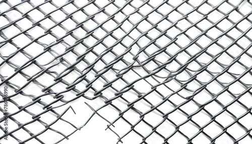 Steel grating fence made with wire on white background