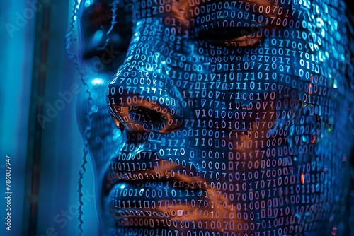 Niebieska twarz w kodzie cyfrowym © Henryk Guziak