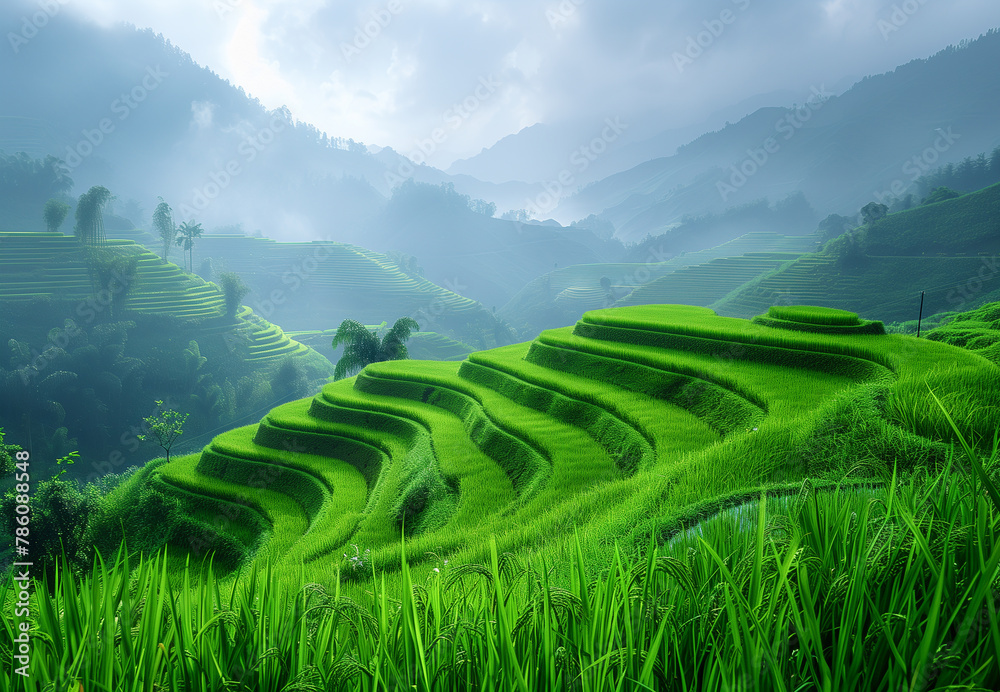 Rice plantations field