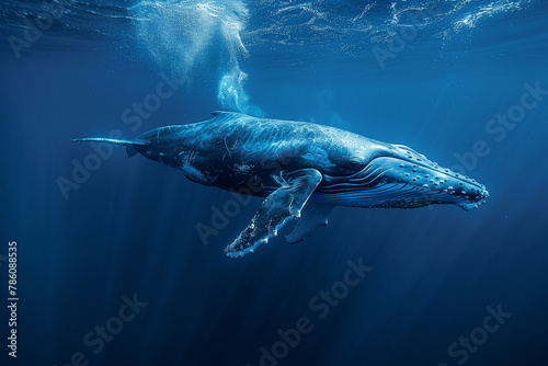 Blue whale under water