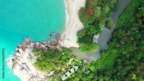 Top view of a tropical beach in Maldives