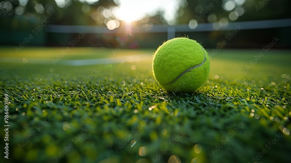 an up close image of a tennis ball on a court