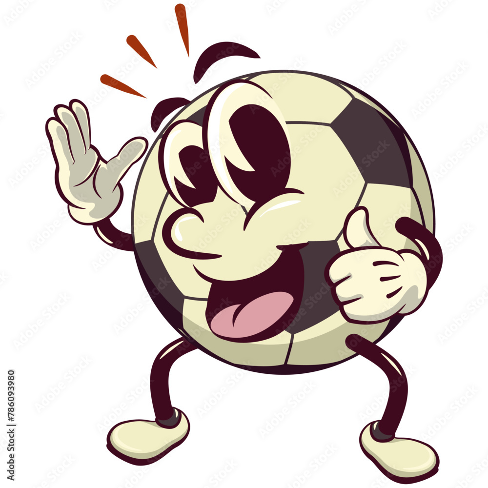 football soccer ball cartoon vector isolated clip art illustration mascot giving a thumbs up, vector work of hand drawn football soccer ball cartoon vector isolated clip art illustration mascot giving a thumbs up, vector work of hand drawn