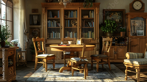 The Aesthetics of Rustic Luxury: A Warm Oak Furniture Showcase in a Comfortable Living Environment