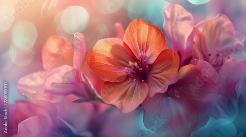 orange flowers with bokeh and light shining behind them © Wirestock