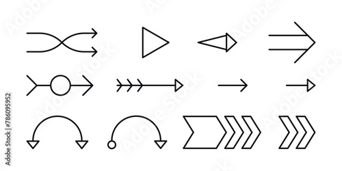 Line Arrow vector icon set Arrow Direction Icons Set Vector Graphics Illustration