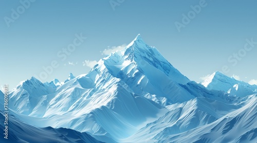 a snow - covered mountain peak sitting in the middle of a blue sky