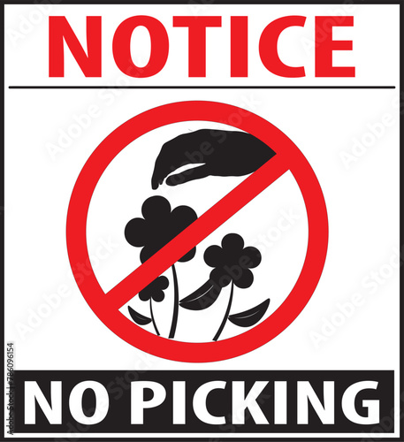 Do not pick flowers sign vector.eps
