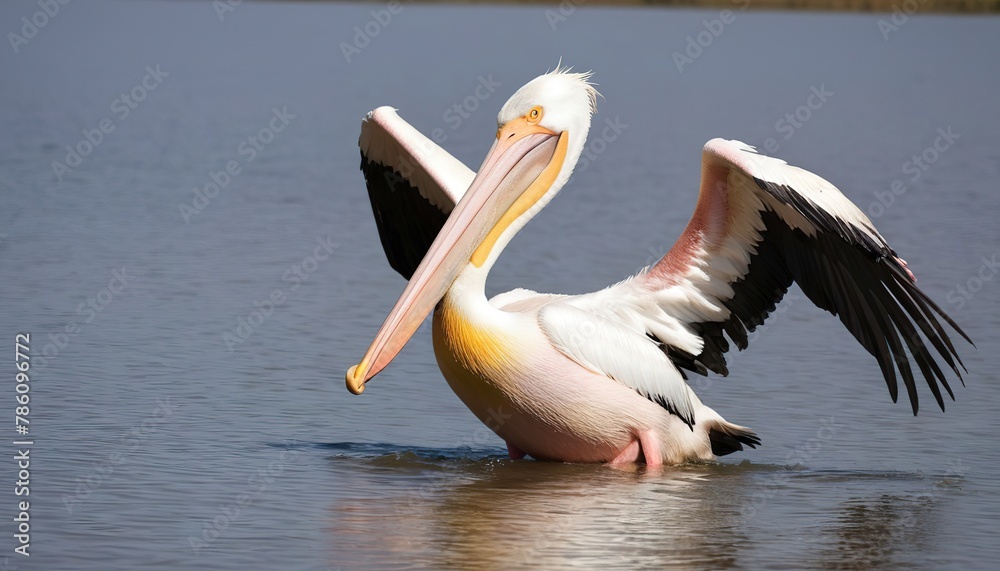 Great white pelican in lake, Kenya, Africa Great white pelican in lake, Kenya, Africa