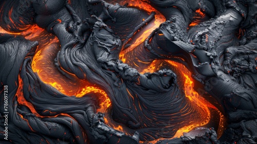 a spiral of lava with some fire in it, making it look like flames