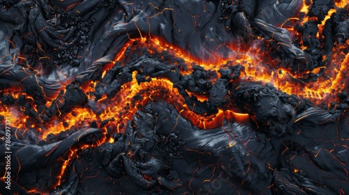 an aerial view of lava and lava lava, showing the swirling of fire