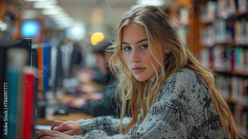 Wallpaper Mural In a library patrons access educational applications on public computers or their personal devices Torontodigital.ca