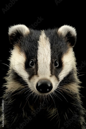 AI-generated illustration of a European badger on a black background © Wirestock