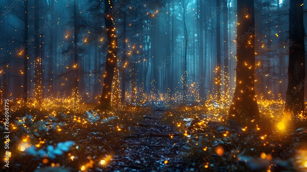 Mystical Fairies Illuminate the Enchanted Forest Path at Twilight Mystical Fairies Illuminate the Enchanted Forest Path at Twilight