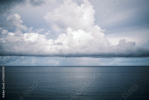 Aerial view of sea under cloudy sky