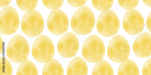 Cute illustration with colorful Easter eggs with watercolor texture, spring banner