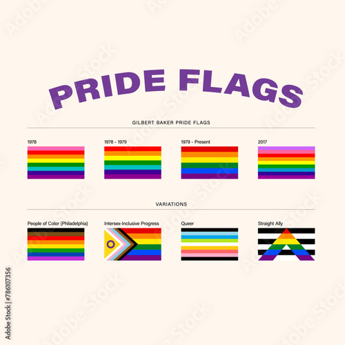 Pride flags for the entire LGBTQIA+ community. Includes all Gilbert Baker pride flags and its variations.