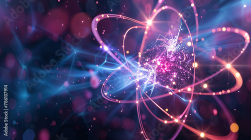 Abstract conceptual illustration of atom with electrons