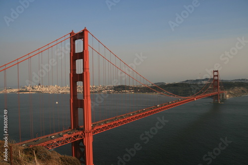 Beautiful view of the Golden Gate Bridge during sunrise