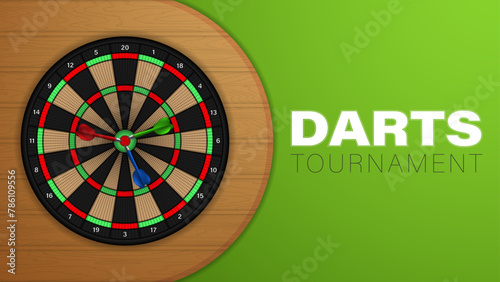Darts tournament, dart throwing board with arrows, vector illustration