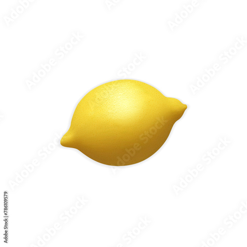 Realistic ripe yellow lemon whole citrus fruit, isolated on white background