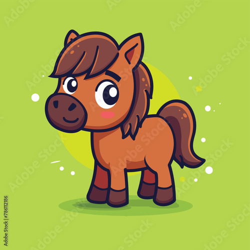 Adorable horse cartoon illustration flat vector design