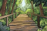 Wooden bridge, Illustration, cartoon background